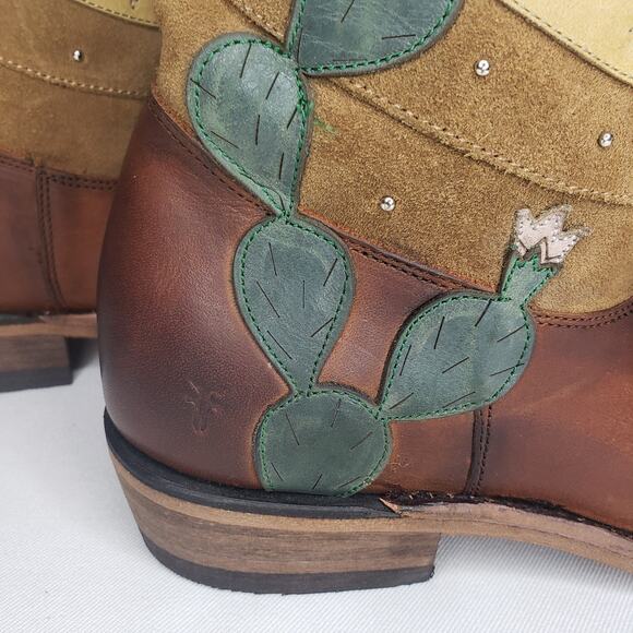 FRYE Billy CACTUS Boots Size 7.5 Multi Color Leather RARE Western Cowgirl - Picture 8 of 16